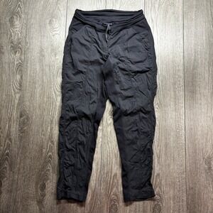 Lululemon Studio Pant II Black Pinstripe Joggers Tapered Leg Womens 4